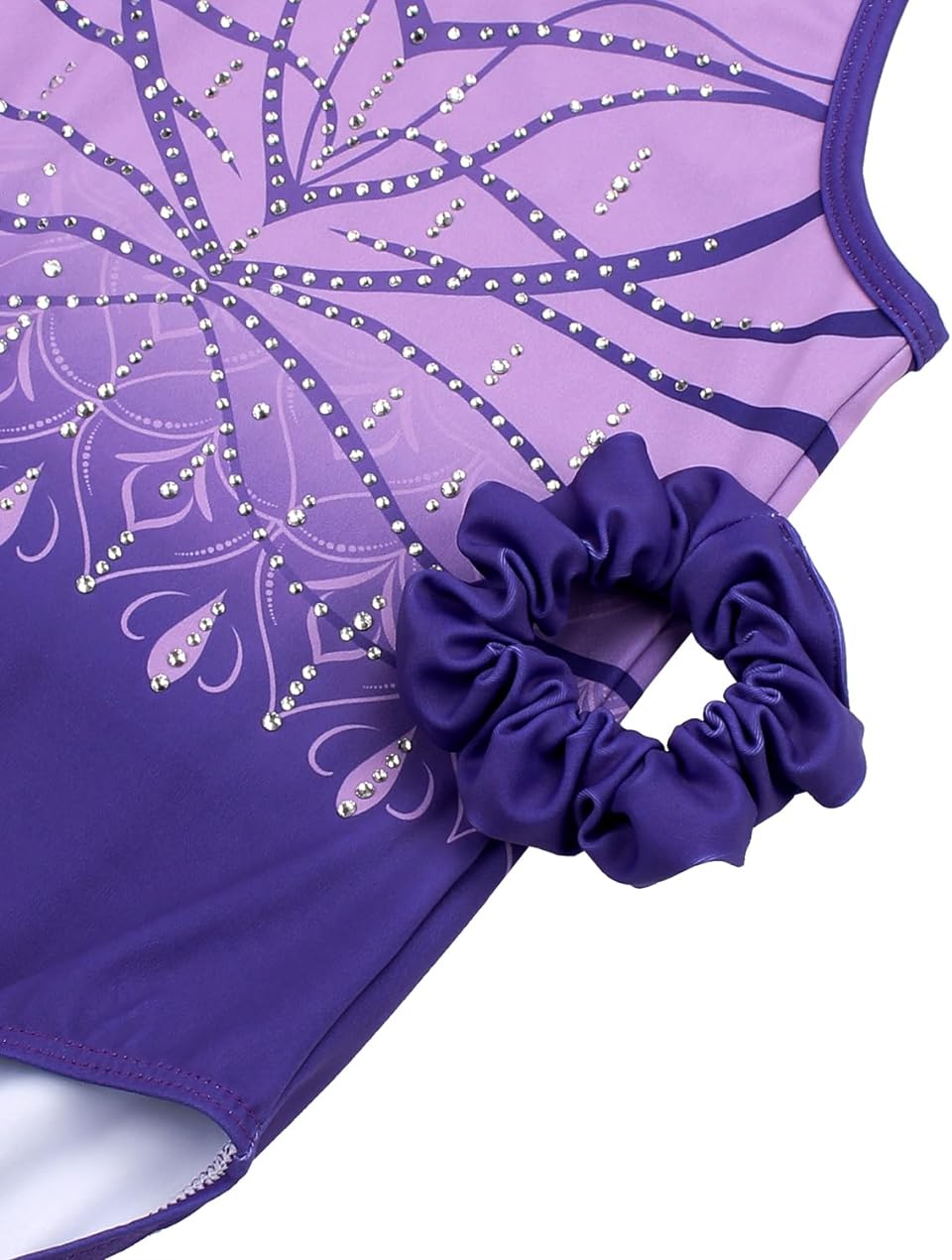 Violet Lace Pattern Gymnastics Leotards Outfit Set