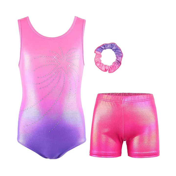 Pink to Purple Ombre Crystal Gymnastics Outfit Set
