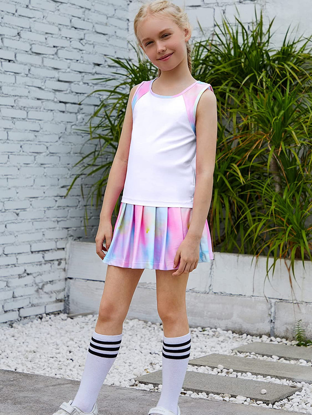 White Tie Dye Tennis Golf Athletic Outfit