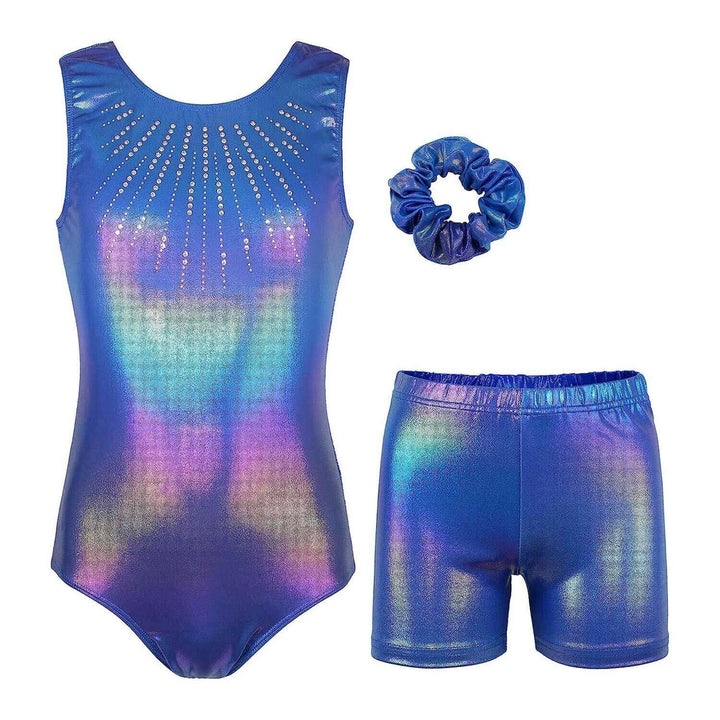 Indigo Crystal Holographic Gymnastics Outfit Set for Girls - JOYSTREAM
