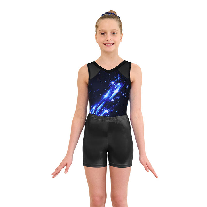 Mystery Cosmic Rush Mesh Tank V-Back Gymnastics Leotard Set