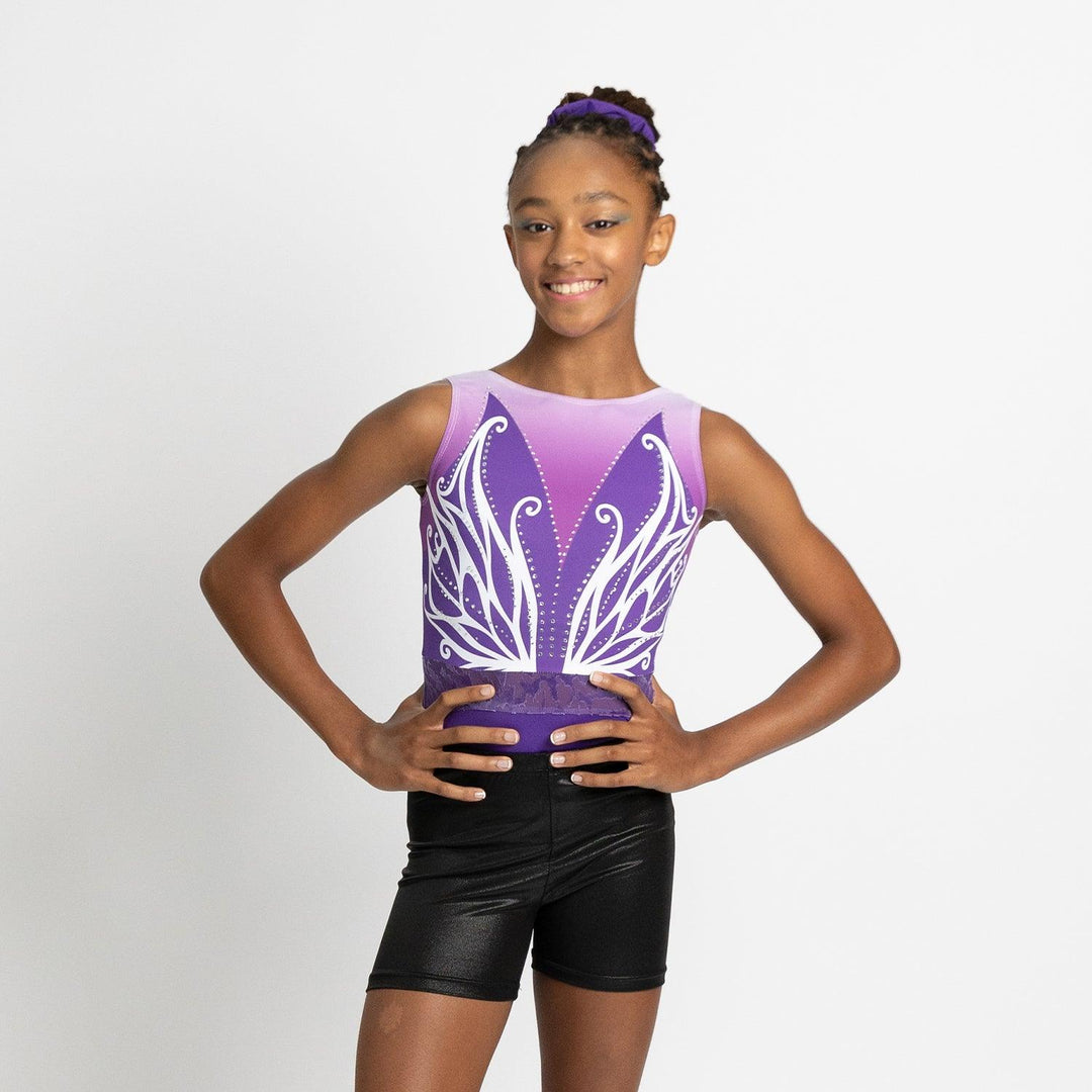 Purple Gymnastics Leotard for Girls, Adult, Child With Shorts