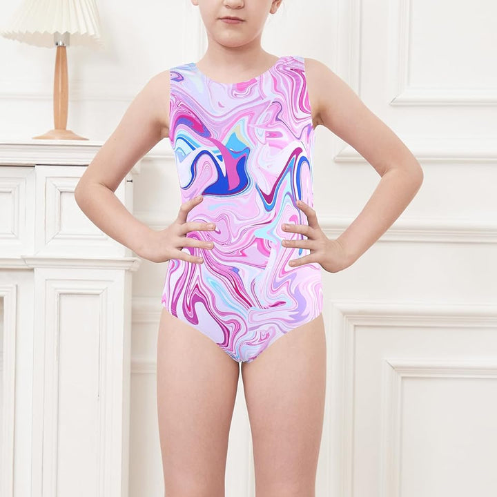 Abstract Line Pattern Gymnastics Leotards Outfit Set