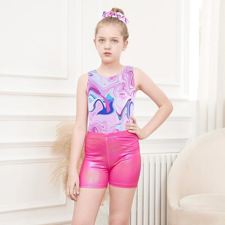 Abstract Line Pattern Gymnastics Leotards Outfit Set