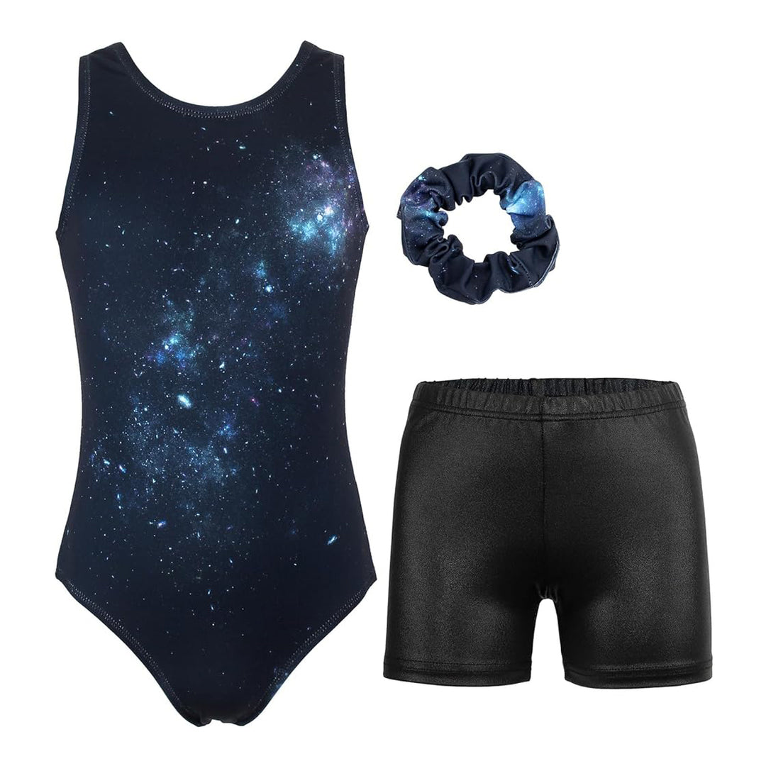 Black Cosmic Gymnastics Leotards Outfit Set