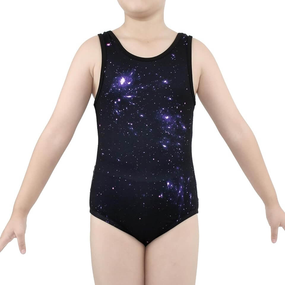 Black Stars Galaxy Gymnastics Leotards with Shorts Set