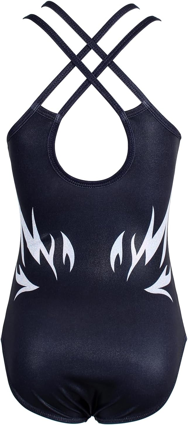 Blooming Flame Cross Back Gymnastics Leotards Outfit Set