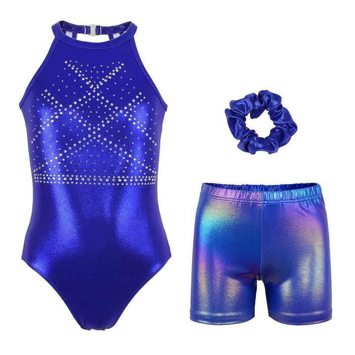 Dark Blue Gymnastics Leotards Outfit Set