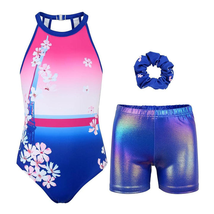 Eiffel Impressions Ombre Floral Gymnastics Leotard Set