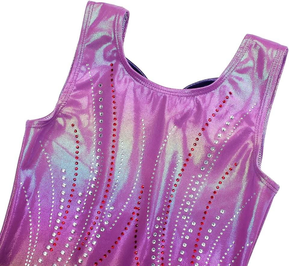 Elegant Purple With Crystals Gymnastics Leotards Outfit Set