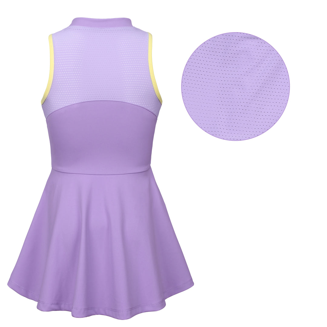 Girls Tennis Golf Dress Sleeveless Athletic Half Zipper Outfits with Shorts Aged 4-13Year