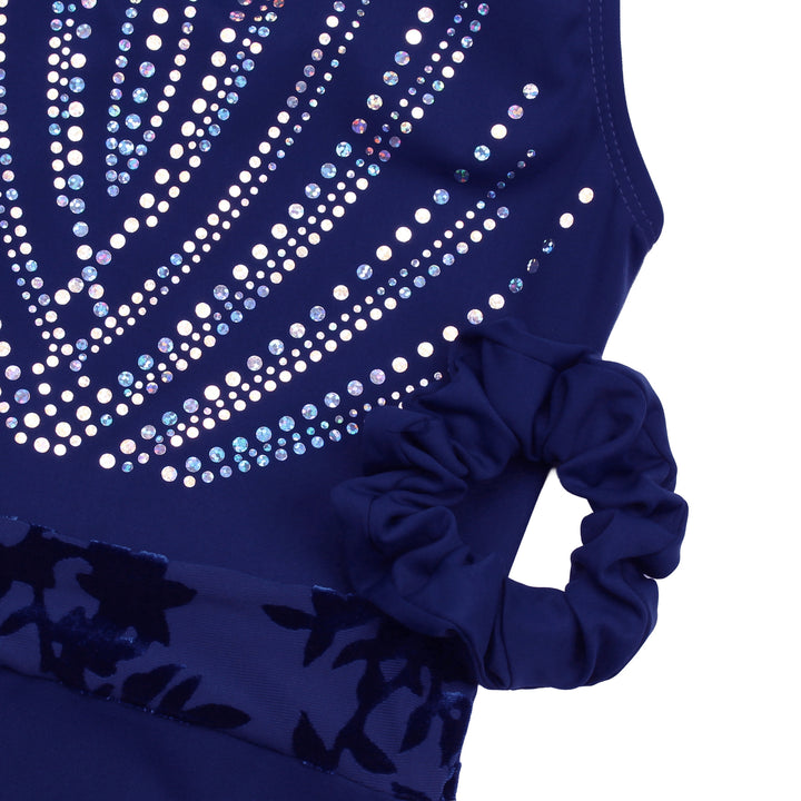 JOYSTREAM Girls Sparkle Gymnastics Set – Secure Fit 3-Piece Training Outfit Navy
