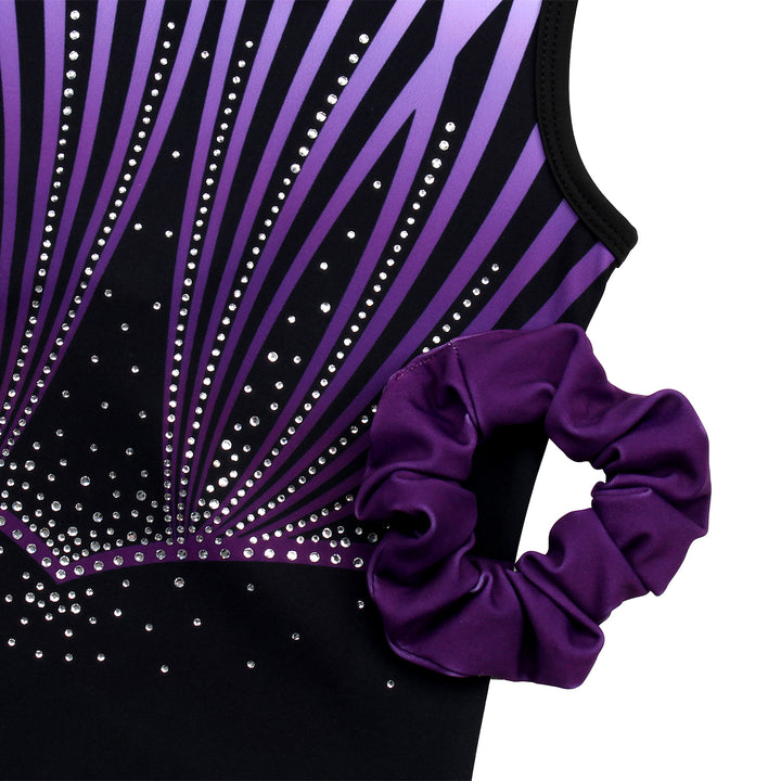 Violet-line Diamond Gymnastics Leotard Outfit Set