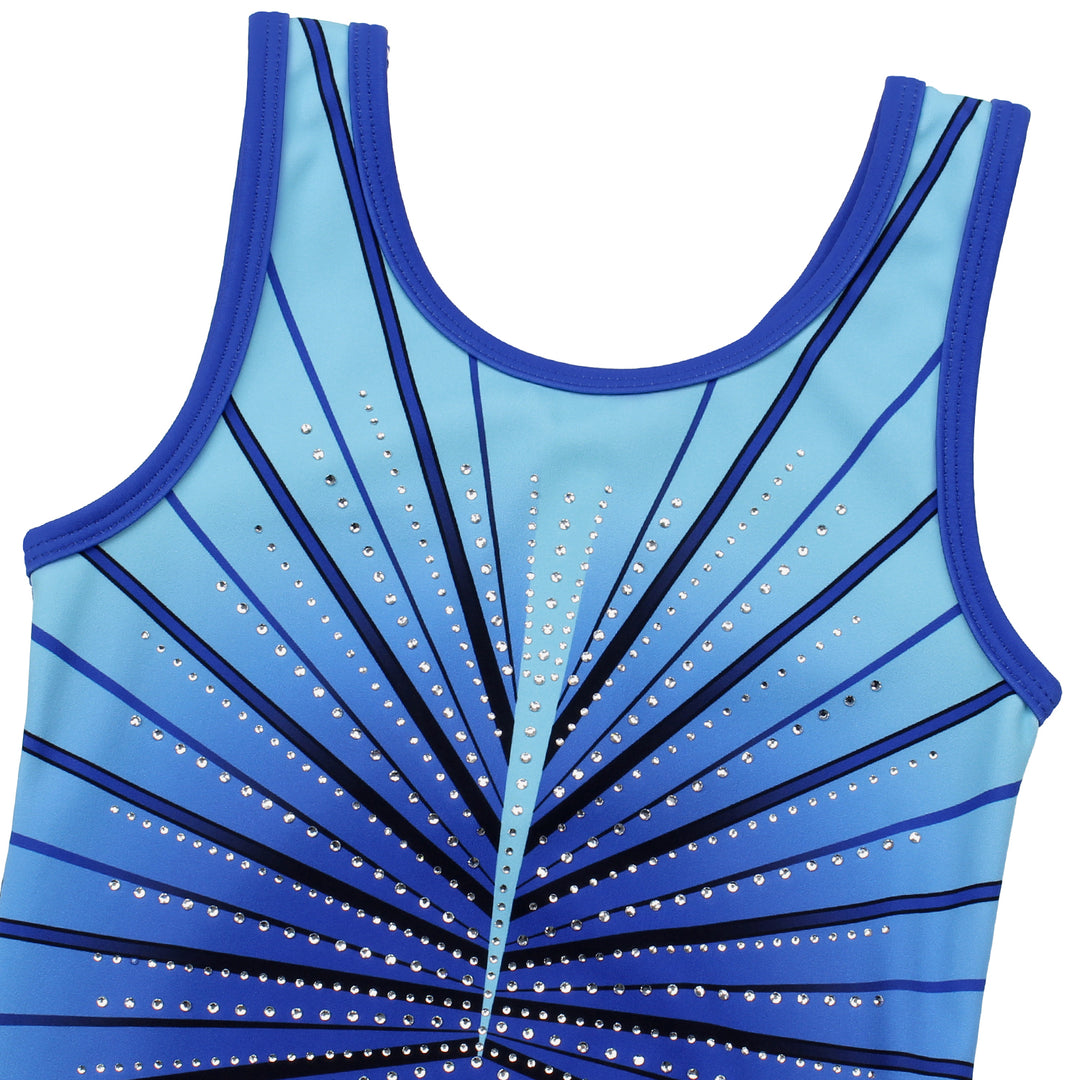 Teal-blue Diamond Gymnastics Leotard Outfit Set