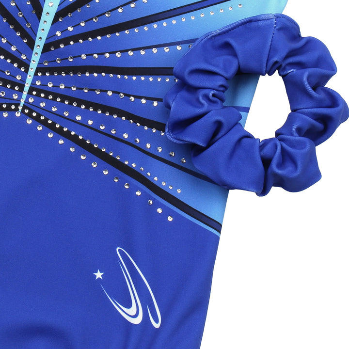 Teal-blue Diamond Gymnastics Leotard Outfit Set