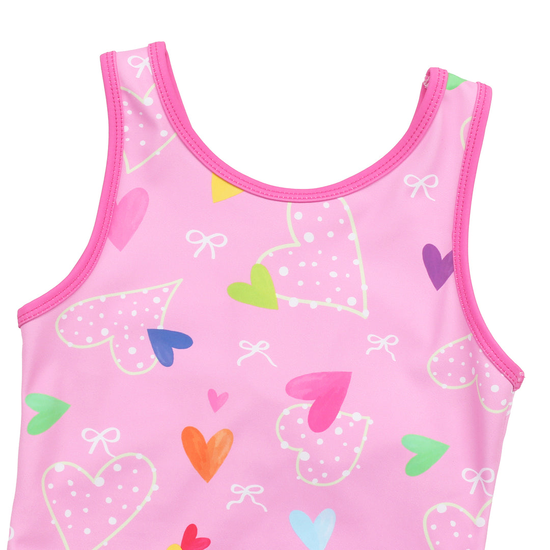 Colorful Heart Gymnastics Leotard with Shorts Set