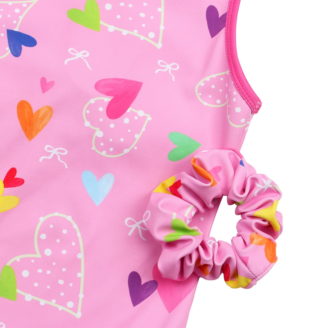 Colorful Heart Gymnastics Leotard with Shorts Set