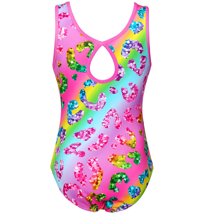 Gymnastics Leotards for Girls with Shorts Sparkly Ballet Dance Activewear Trendy Rainbow Leopard Print