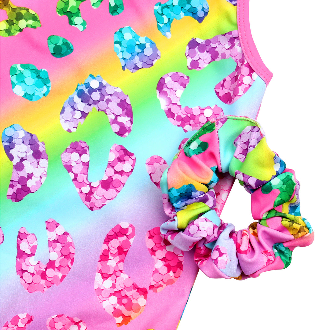 Gymnastics Leotards for Girls with Shorts Sparkly Ballet Dance Activewear Trendy Rainbow Leopard Print