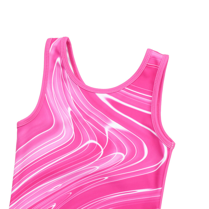 Fushcia Marbles Gymnastics Leotard with Shorts Set