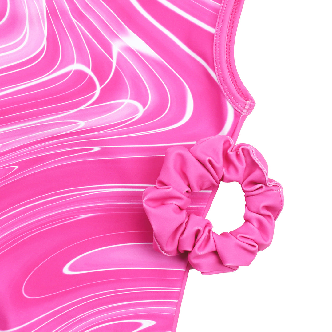 Fushcia Marbles Gymnastics Leotard with Shorts Set