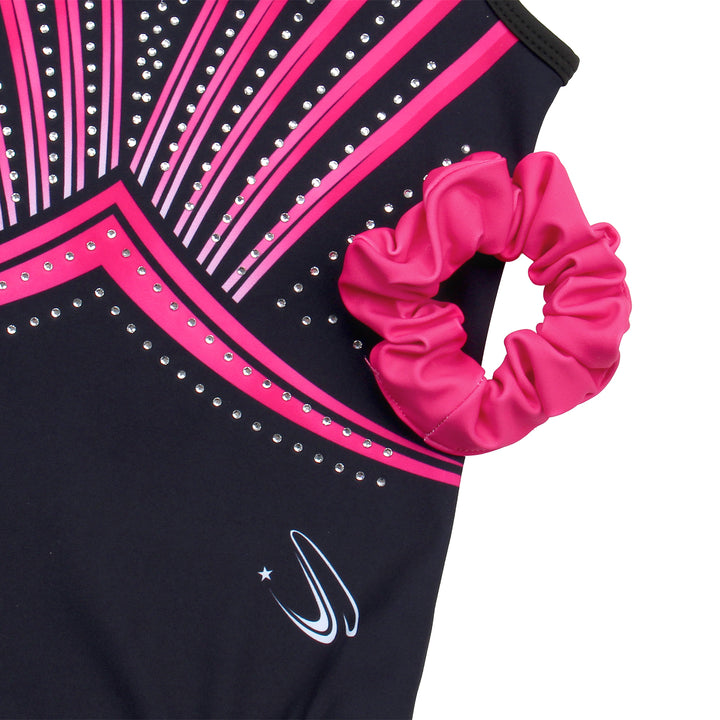 Rosered-black Diamond Clasp Back Gymnastics Leotard Set