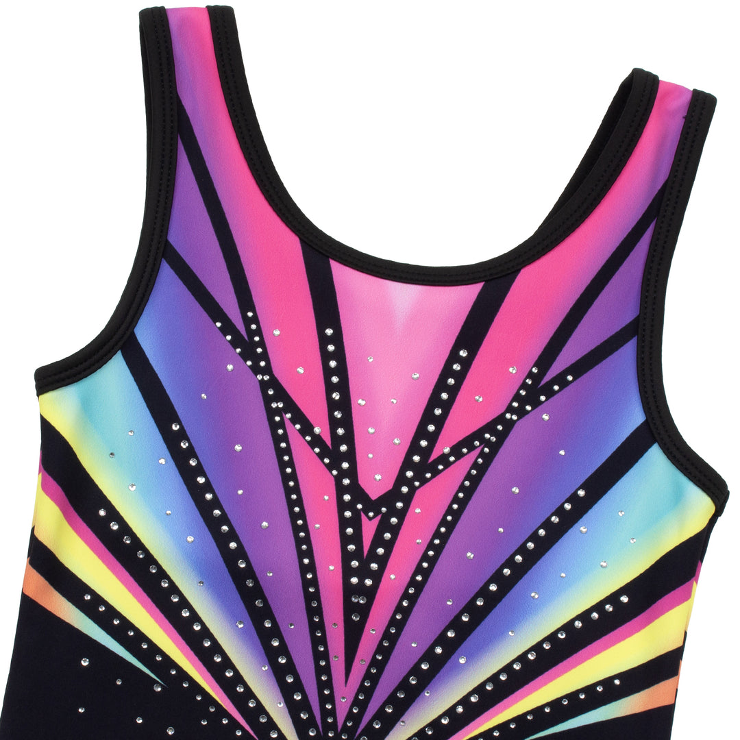 Gymnastics Leotards for Girls with Shorts Sparkly Ballet Dance Activewear Rainbow Color