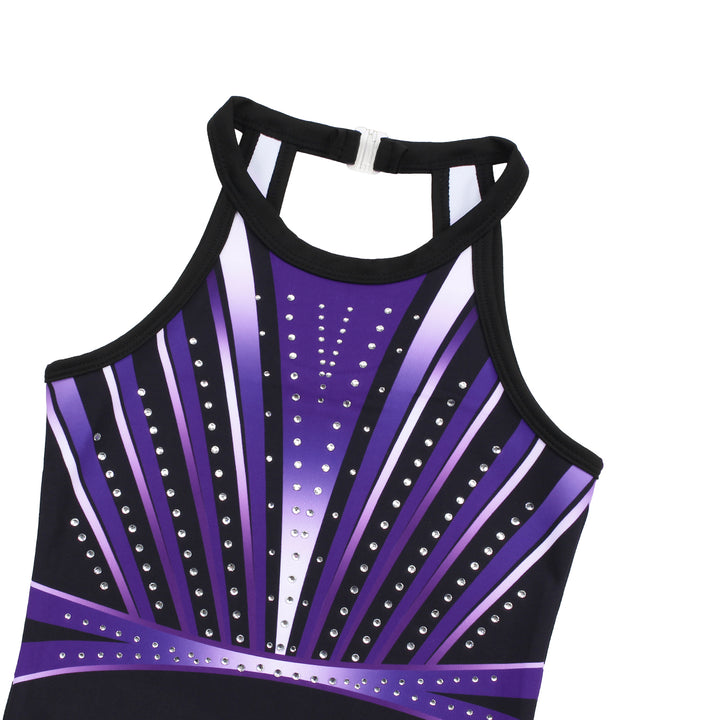 Deep Violet Diamond Clasp Back Gymnastics Leotard Set