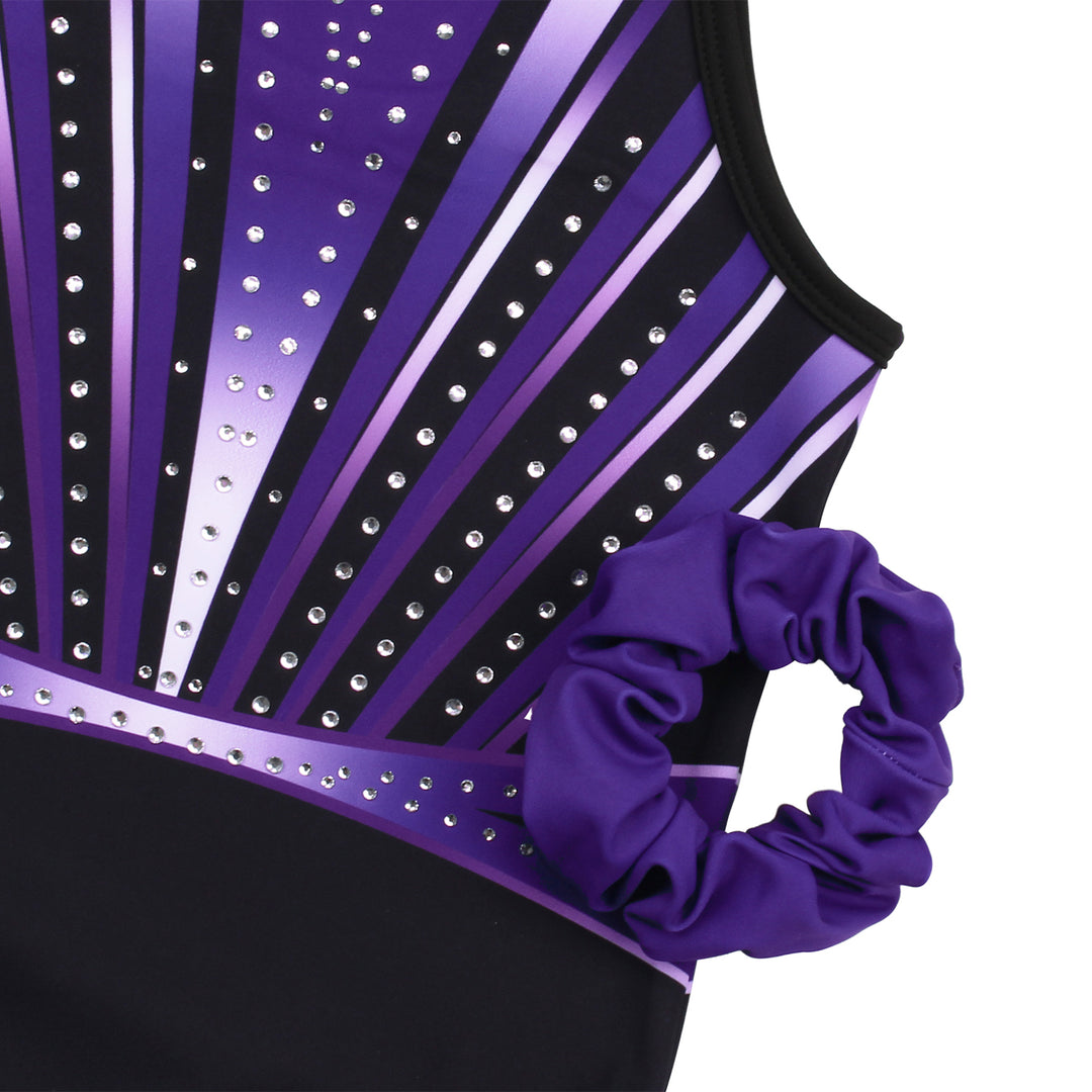 Deep Violet Diamond Clasp Back Gymnastics Leotard Set