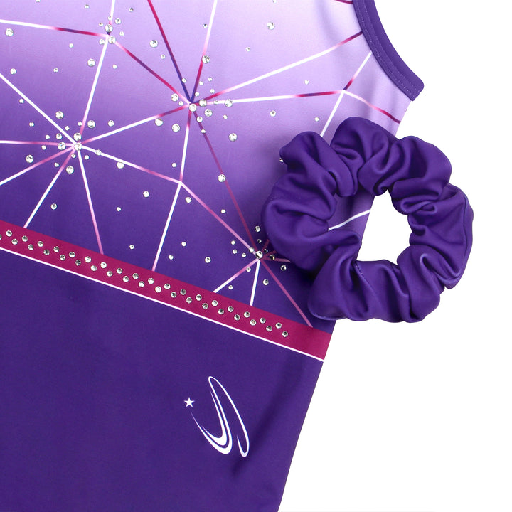 Violet Stripe Diamond Clasp Back Gymnastics Leotard Set