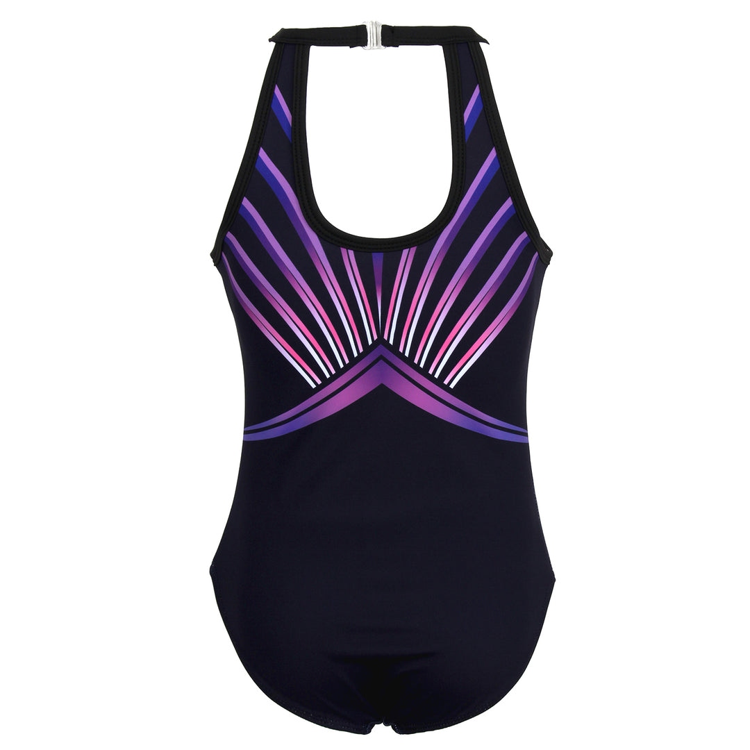 Purple-black Diamond Clasp Back Gymnastics Leotard Set