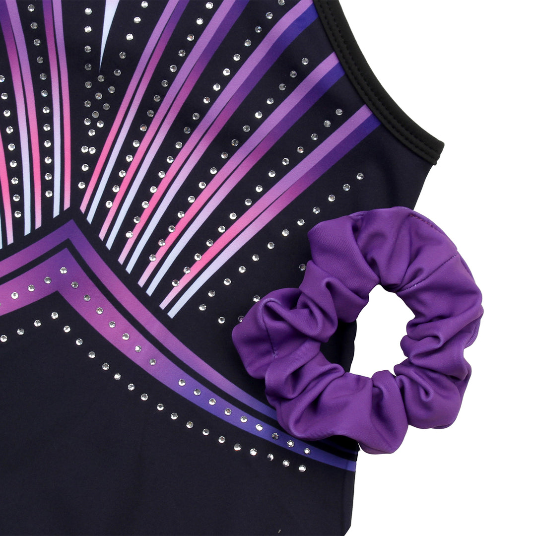 Purple-black Diamond Clasp Back Gymnastics Leotard Set