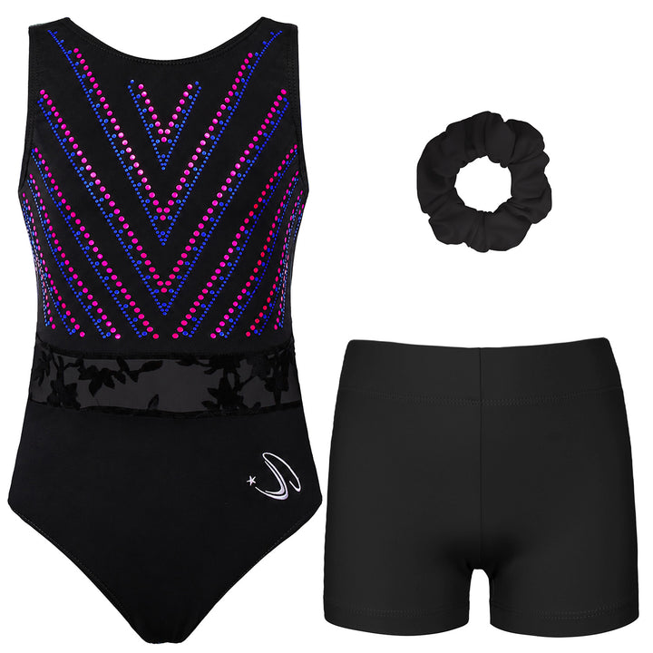 JOYSTREAM Girls Sparkle Gymnastics Set – Secure Fit 3-Piece Training Outfit
