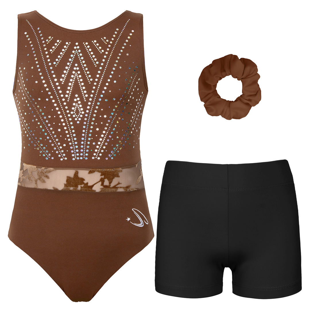 JOYSTREAM Girls Sparkle Gymnastics Set – Secure Fit 3-Piece Training Outfit