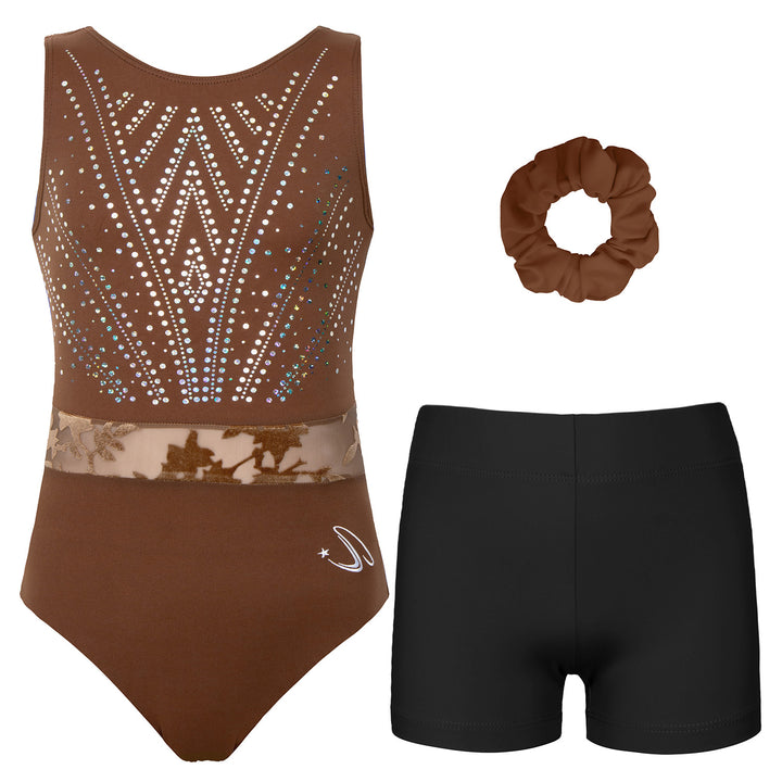JOYSTREAM Girls Sparkle Gymnastics Set – Secure Fit 3-Piece Training Outfit
