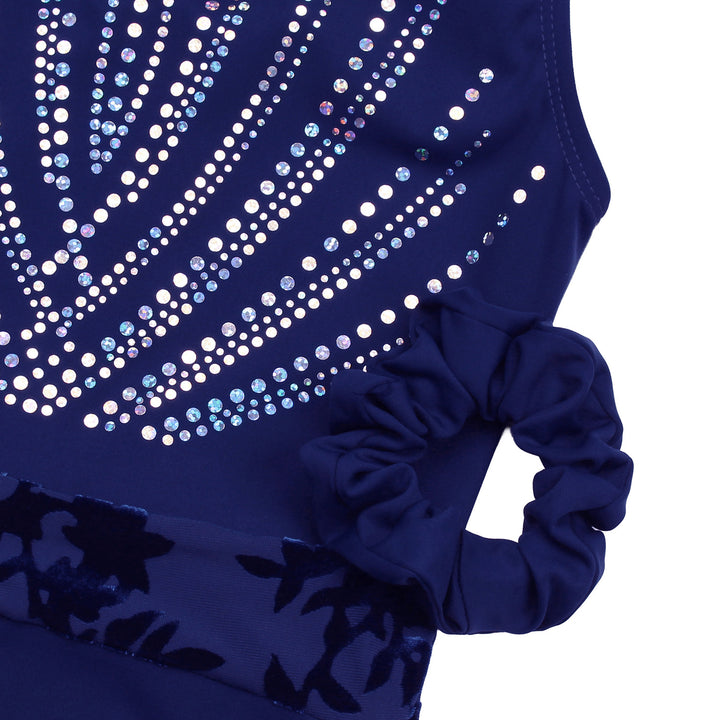 Navy Blue Sequins Gymnastics Leotard for Girls, Adult, Child