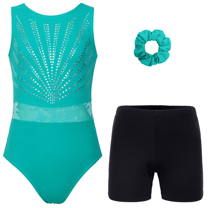 Sequin Gymnastics Leotard - Mint Outfit Set
