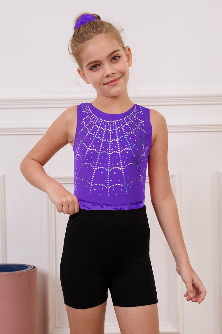 JOYSTREAM Girls Sparkle Gymnastics Set – Secure Fit 3-Piece Training Outfit Purple
