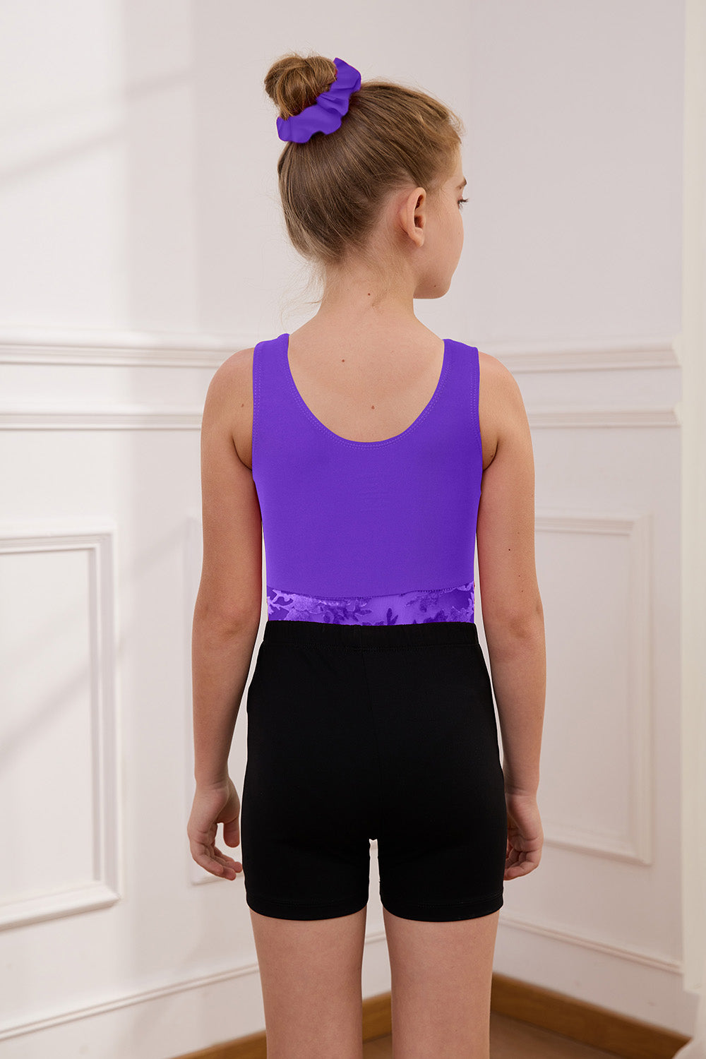 JOYSTREAM Girls Sparkle Gymnastics Set – Secure Fit 3-Piece Training Outfit Purple