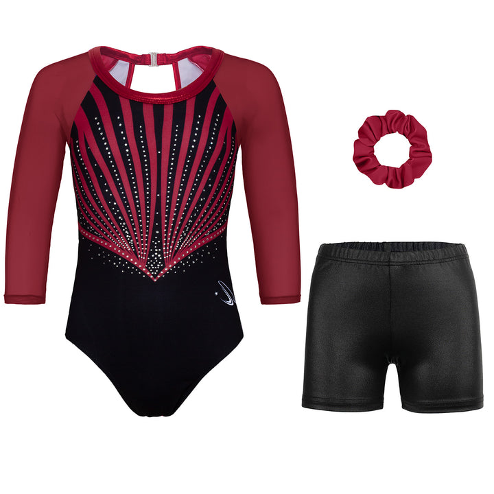 JOYSTREAM Girls Sparkle Gymnastics Leotard with Stretch Mesh Sleeves