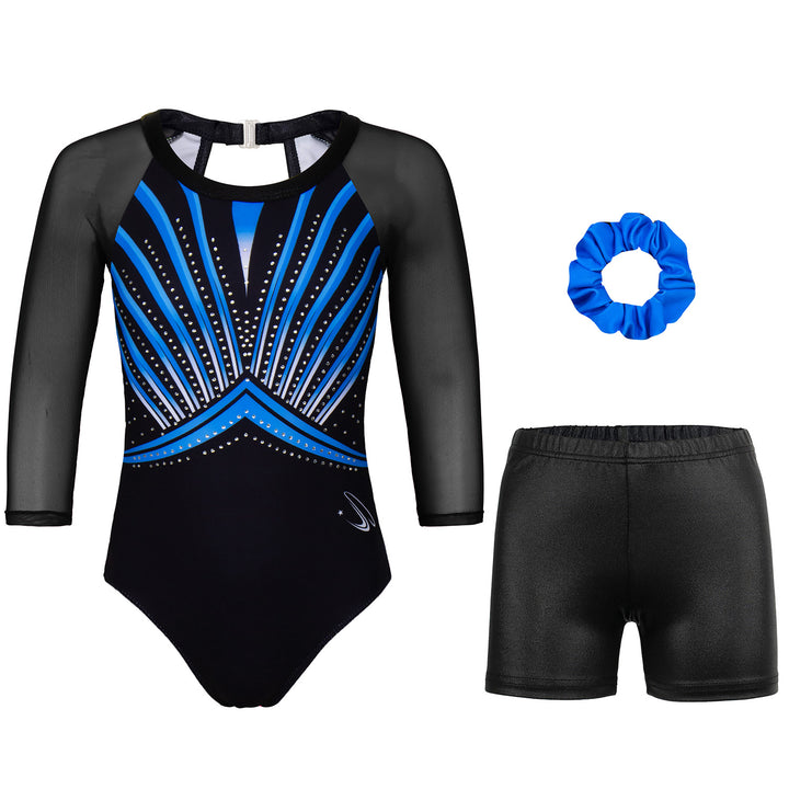 JOYSTREAM Girls Sparkle Gymnastics Leotard with Stretch Mesh Sleeves