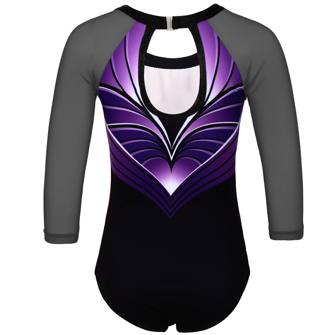 JOYSTREAM Girls Sparkle Gymnastics Leotard with Stretch Mesh Sleeves
