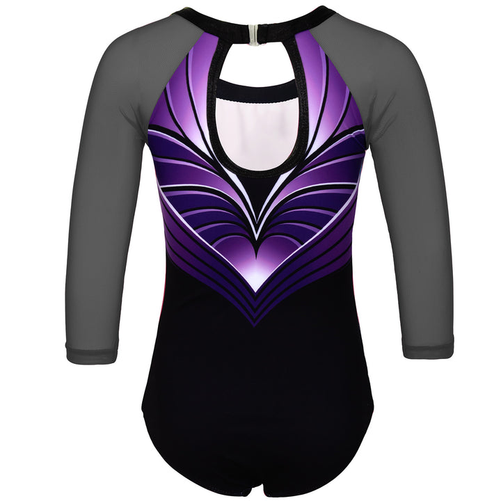 JOYSTREAM Girls Sparkle Gymnastics Leotard with Stretch Mesh Sleeves