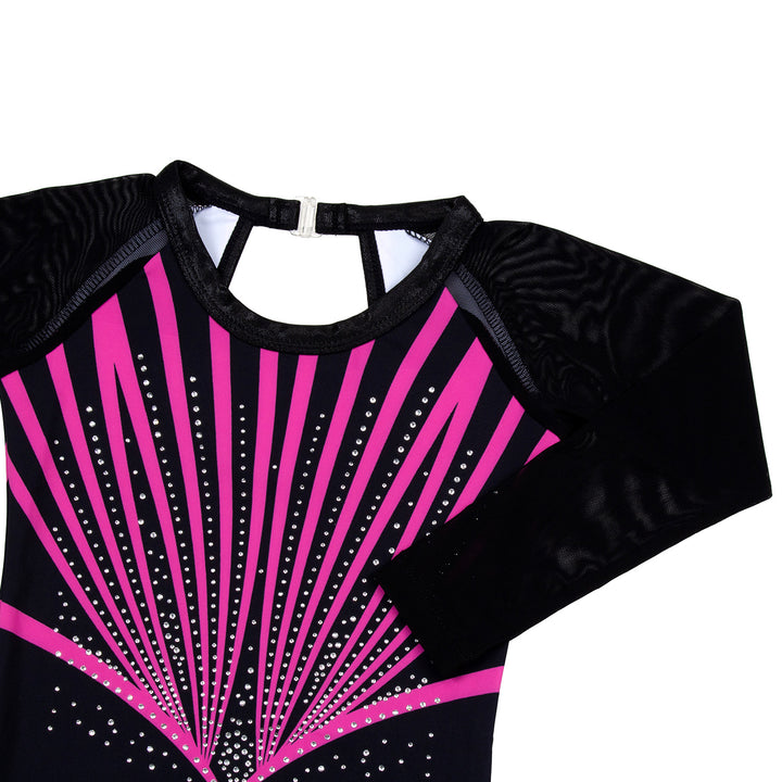 JOYSTREAM Girls Sparkle Gymnastics Leotard with Stretch Mesh Sleeves
