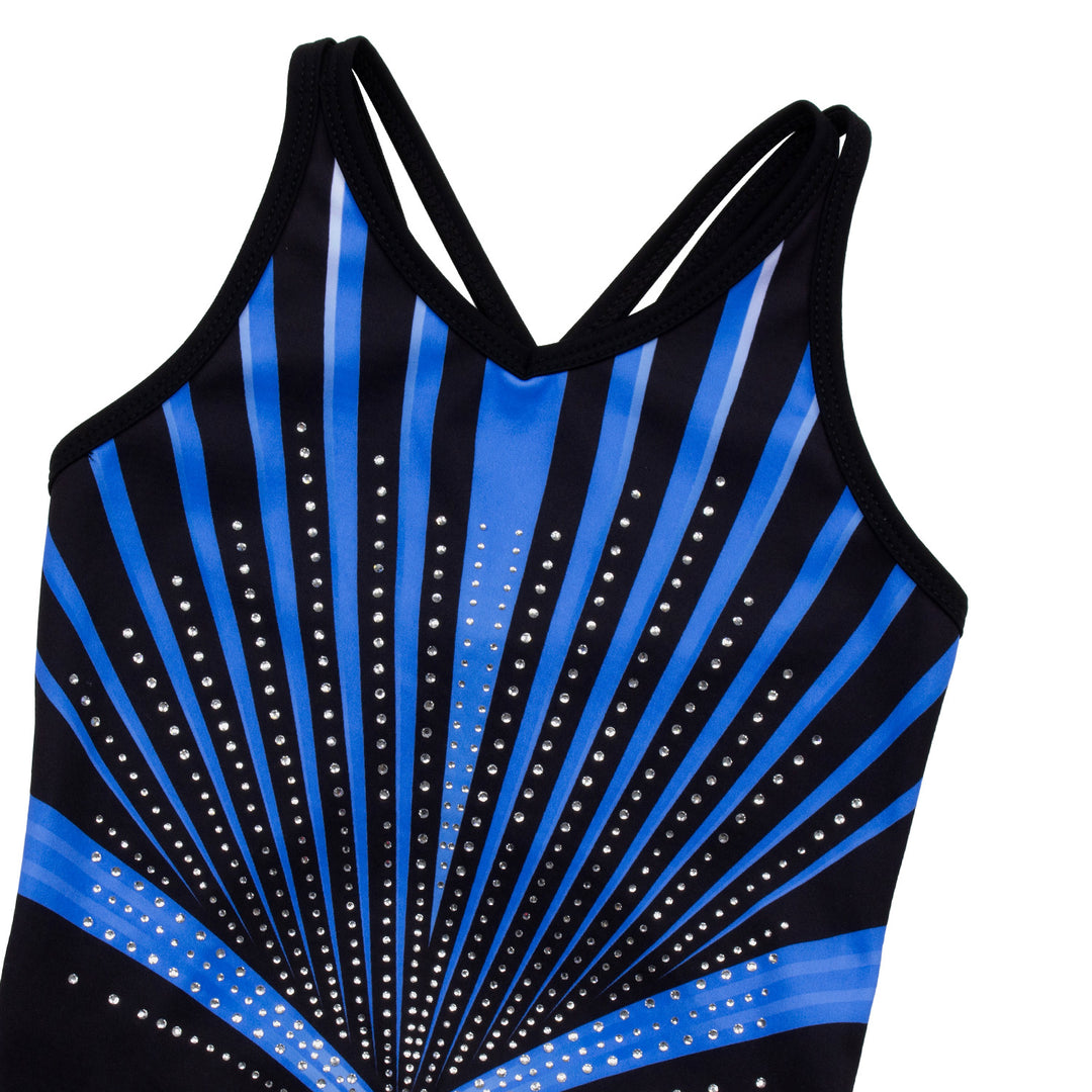 Fuchsia Line Diamond Crisscross Back Gymnastics Leotard Set for Girls