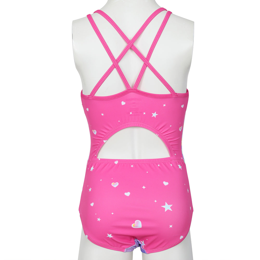 Heart-shaped Crisscross Back Gymnastics Leotard Set for Girls