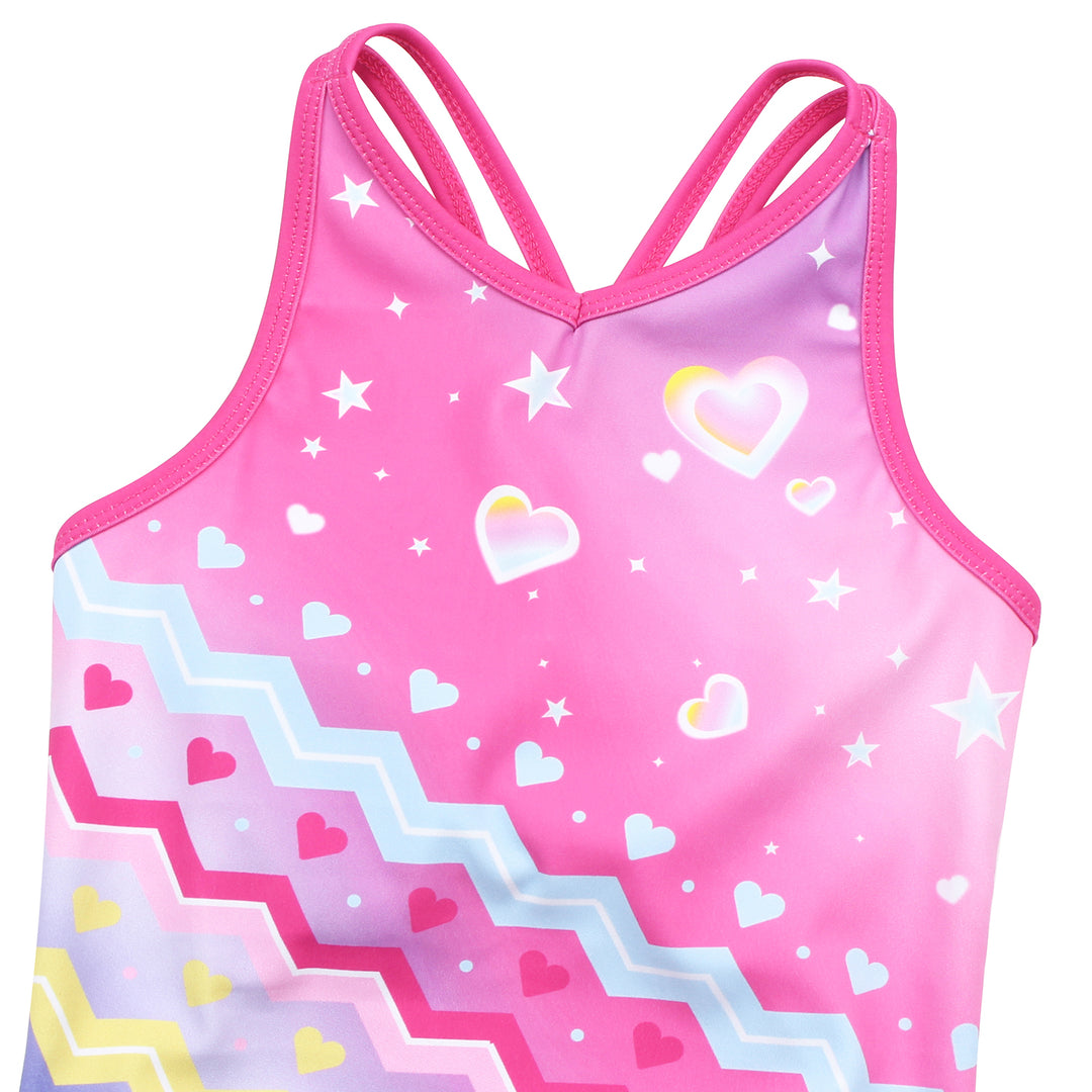 Heart-shaped Crisscross Back Gymnastics Leotard Set for Girls