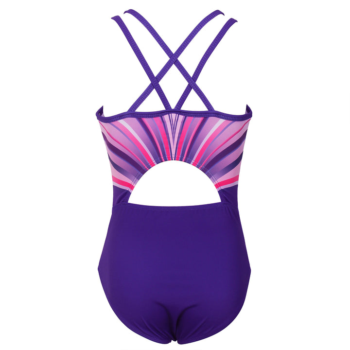 Purplish Pink Crisscross Back Gymnastics Leotard Set for Girls