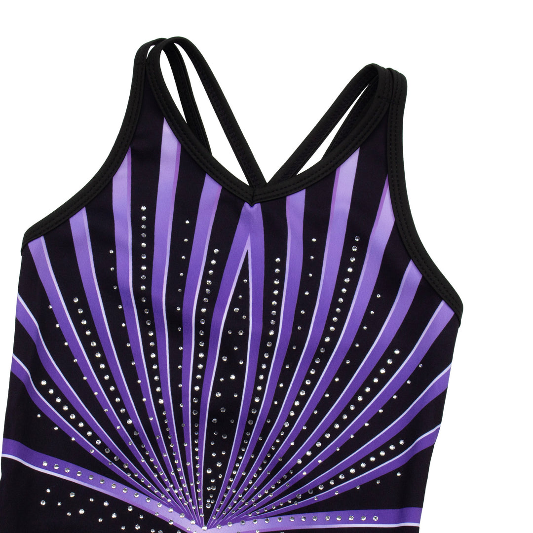 Fuchsia Line Diamond Crisscross Back Gymnastics Leotard Set for Girls