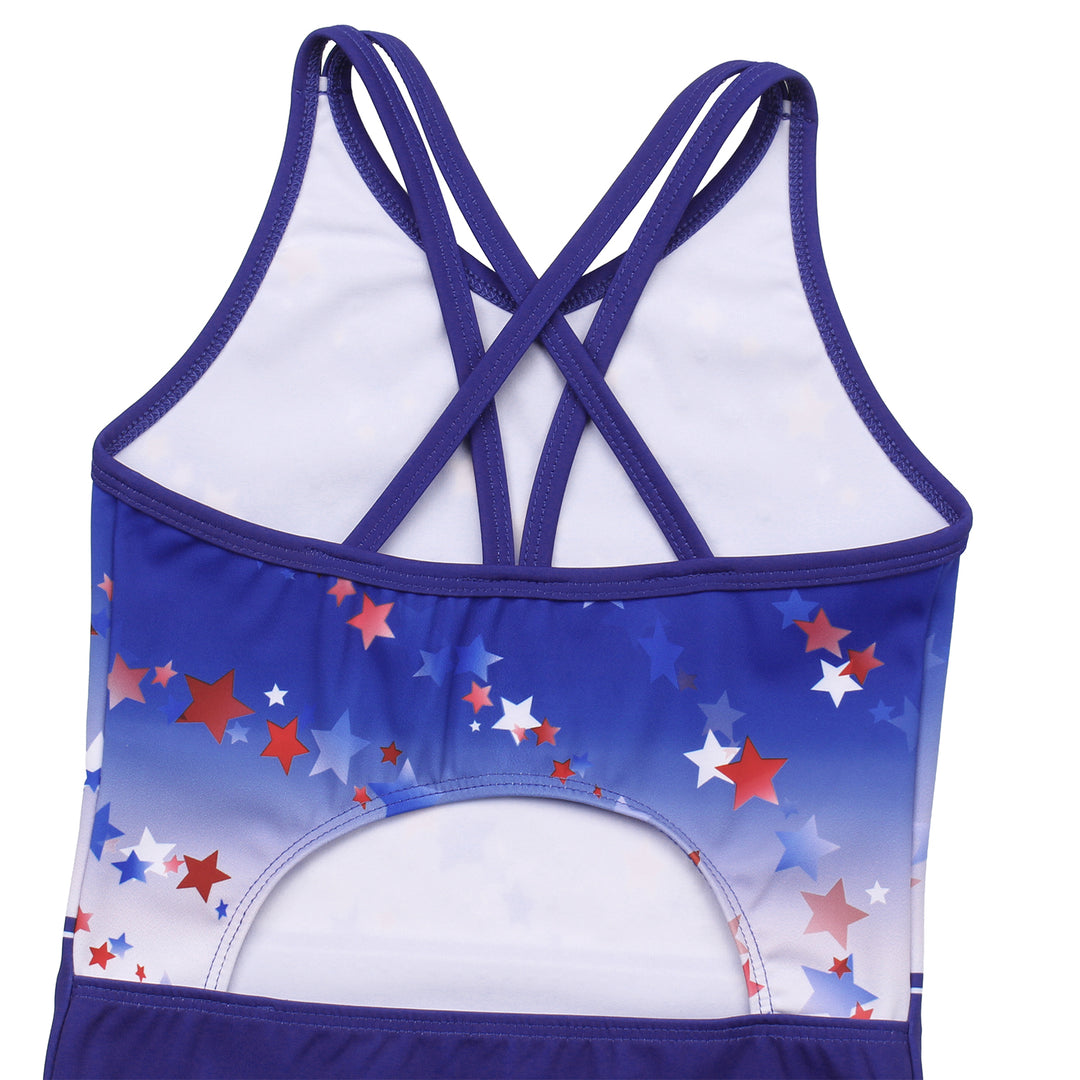 Colorful Stars Crisscross Back Gymnastics Leotard Set for Girls